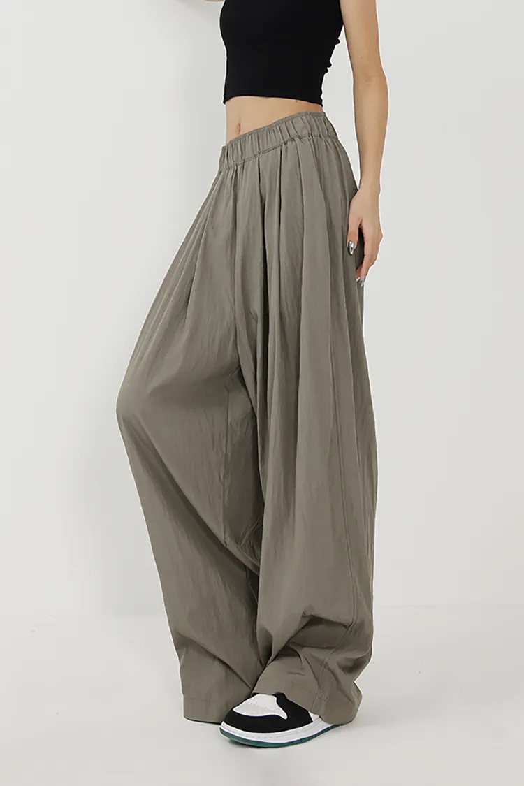Flowy Wide-Leg Loose Pants with Elastic Waist