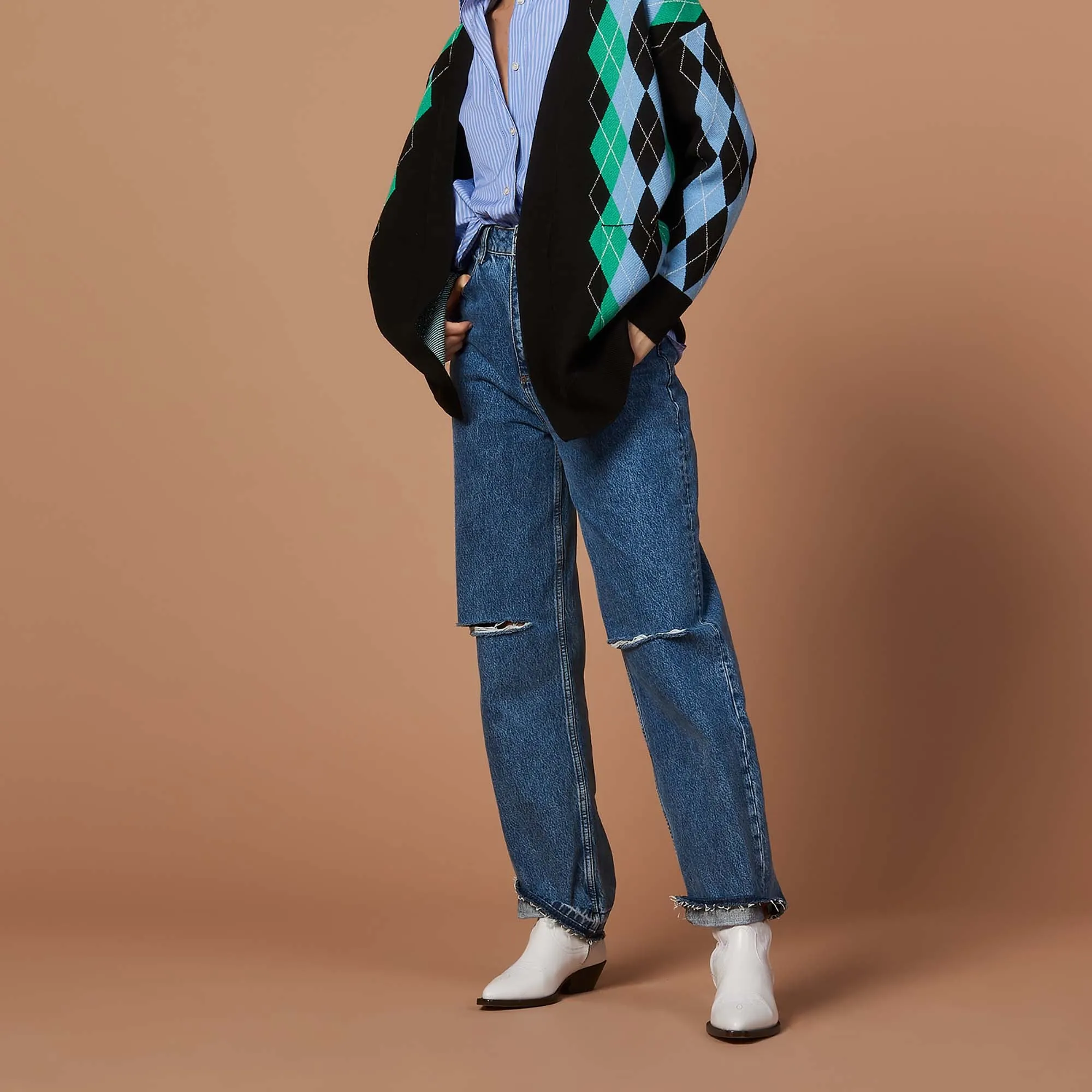Gilet oversize à motif jacquard