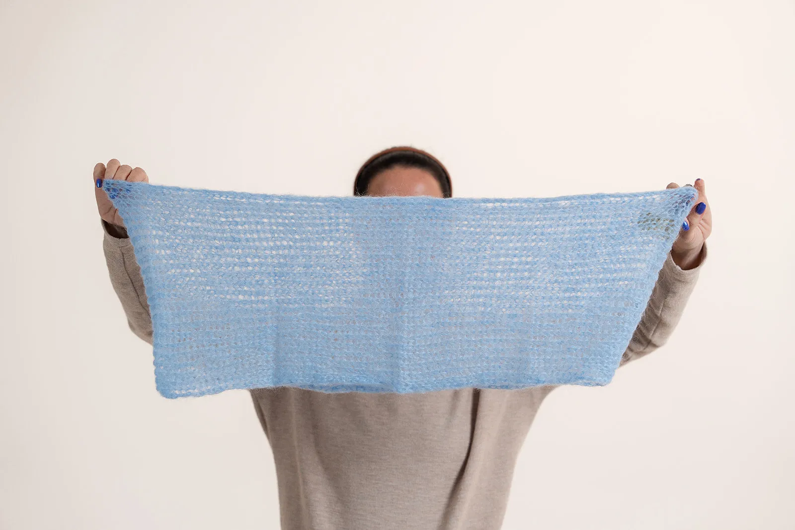 Handmade Infinity Mohair Scarf - Aqua Blue