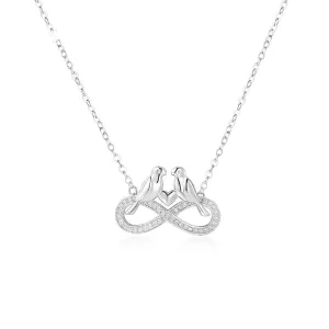 Hatty Open Infinity & Love Birds 925 Sterling Silver Pendant Necklace