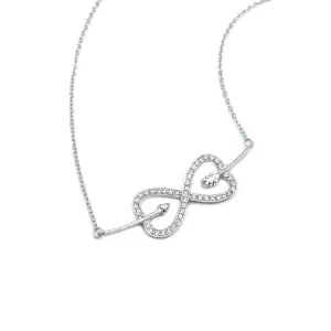 Hesper Open Heart Infinity & Arrow 925 Sterling Silver Pendant Necklace