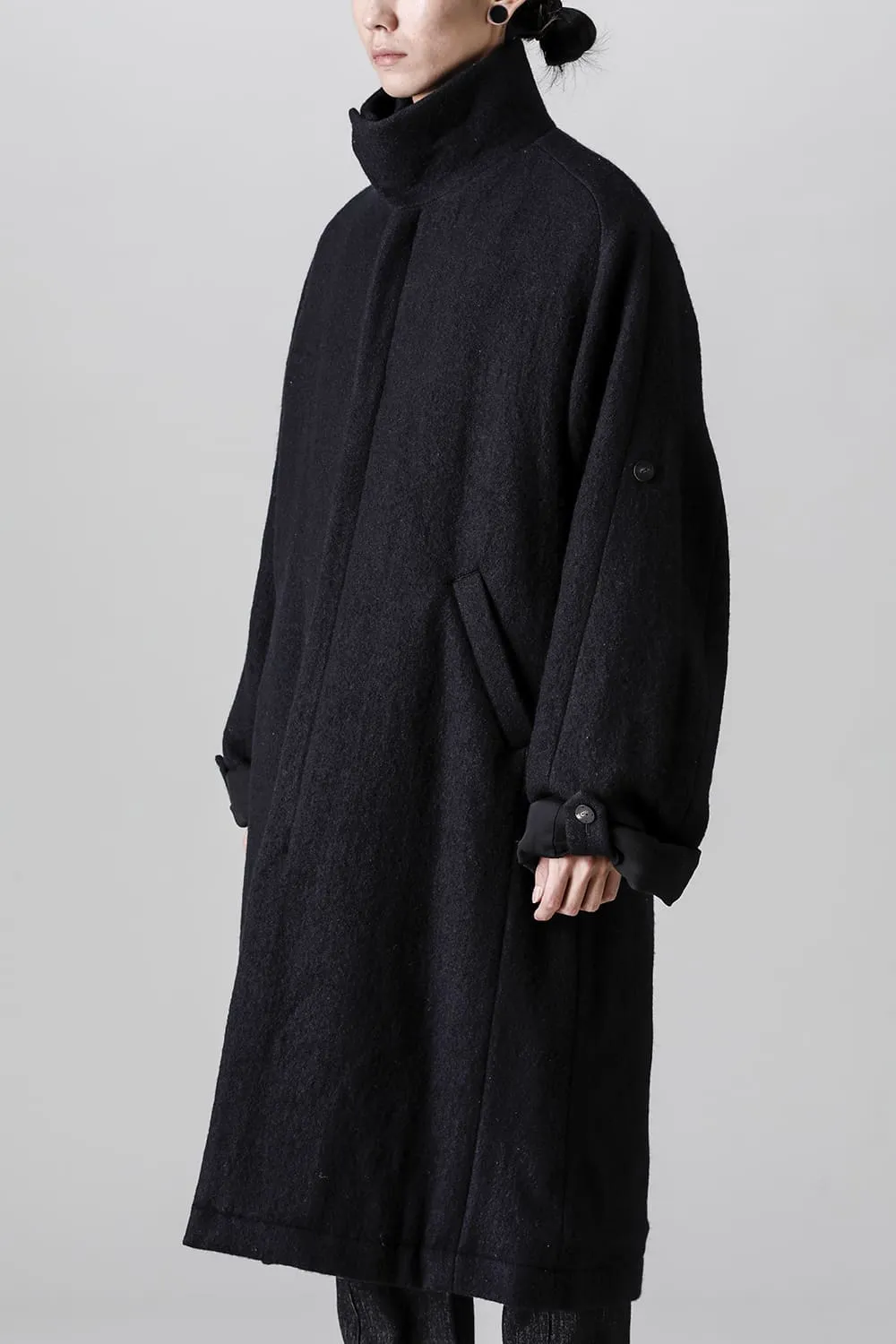 Hight neck coat wool milling