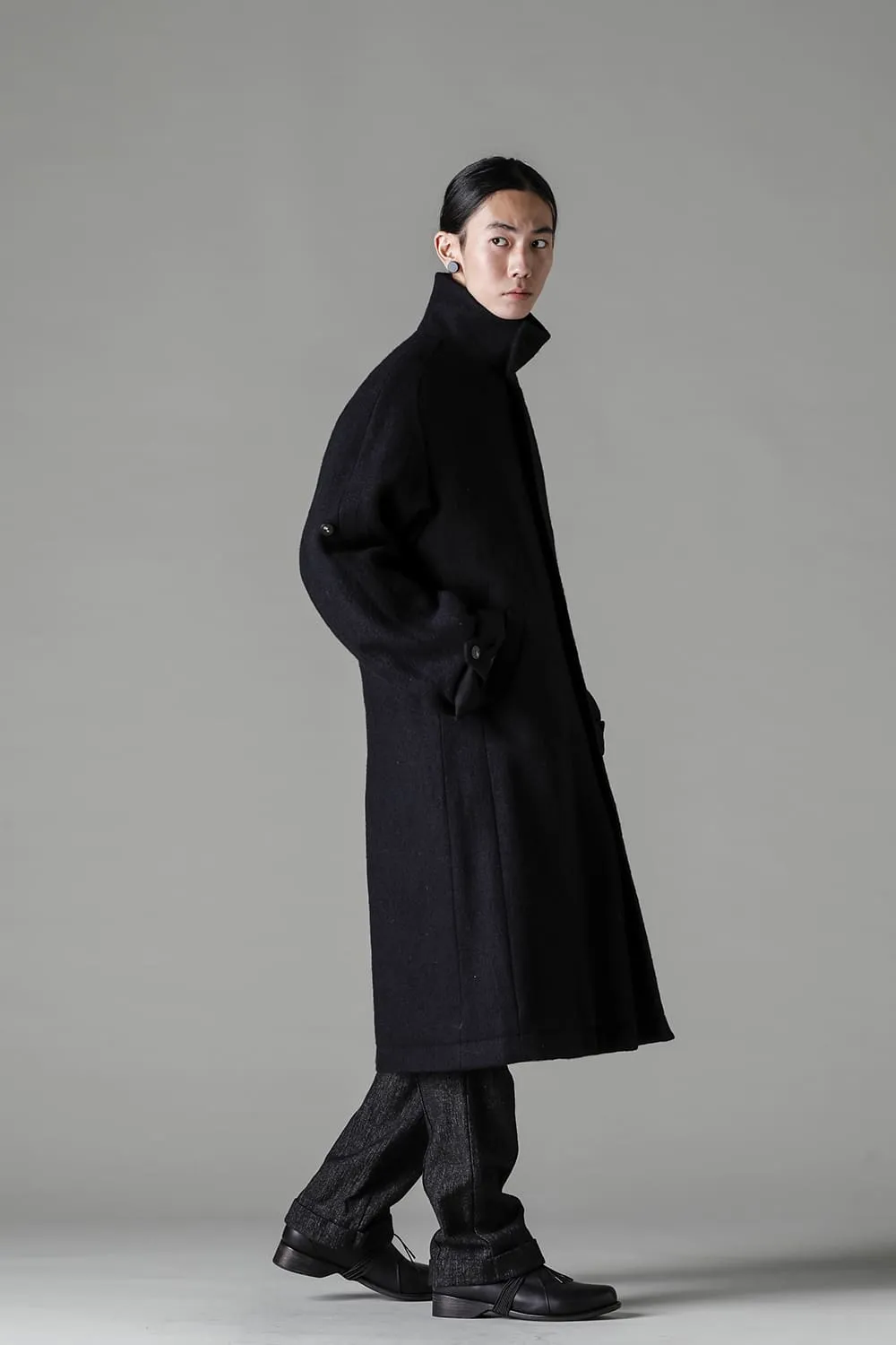 Hight neck coat wool milling