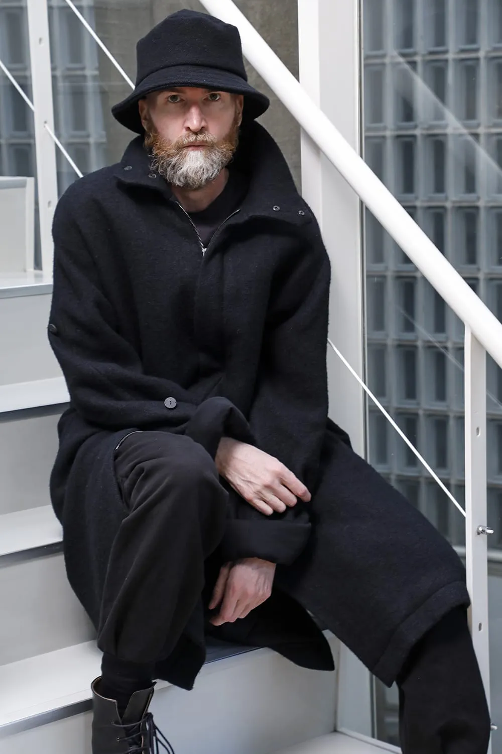 Hight neck coat wool milling