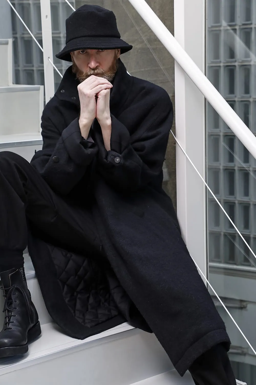 Hight neck coat wool milling