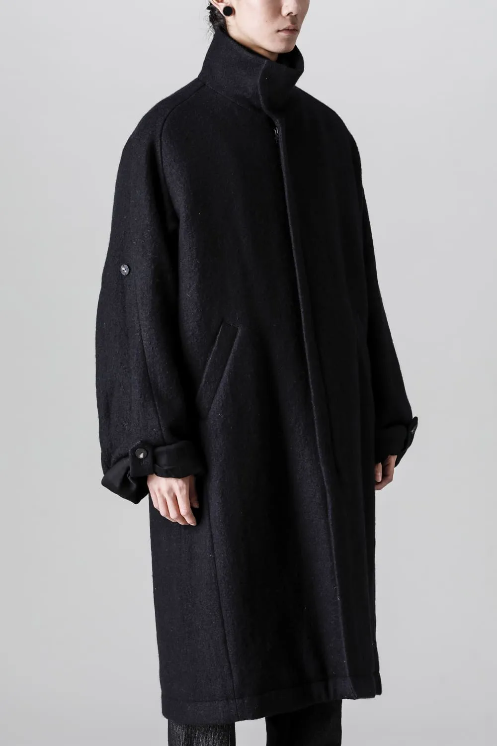 Hight neck coat wool milling