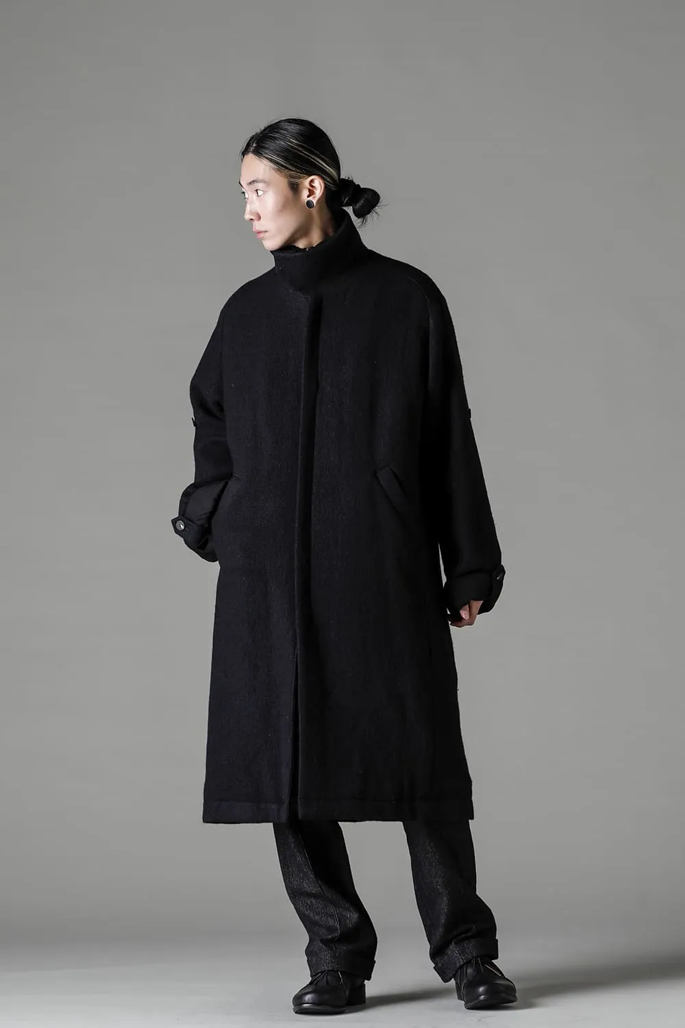 Hight neck coat wool milling