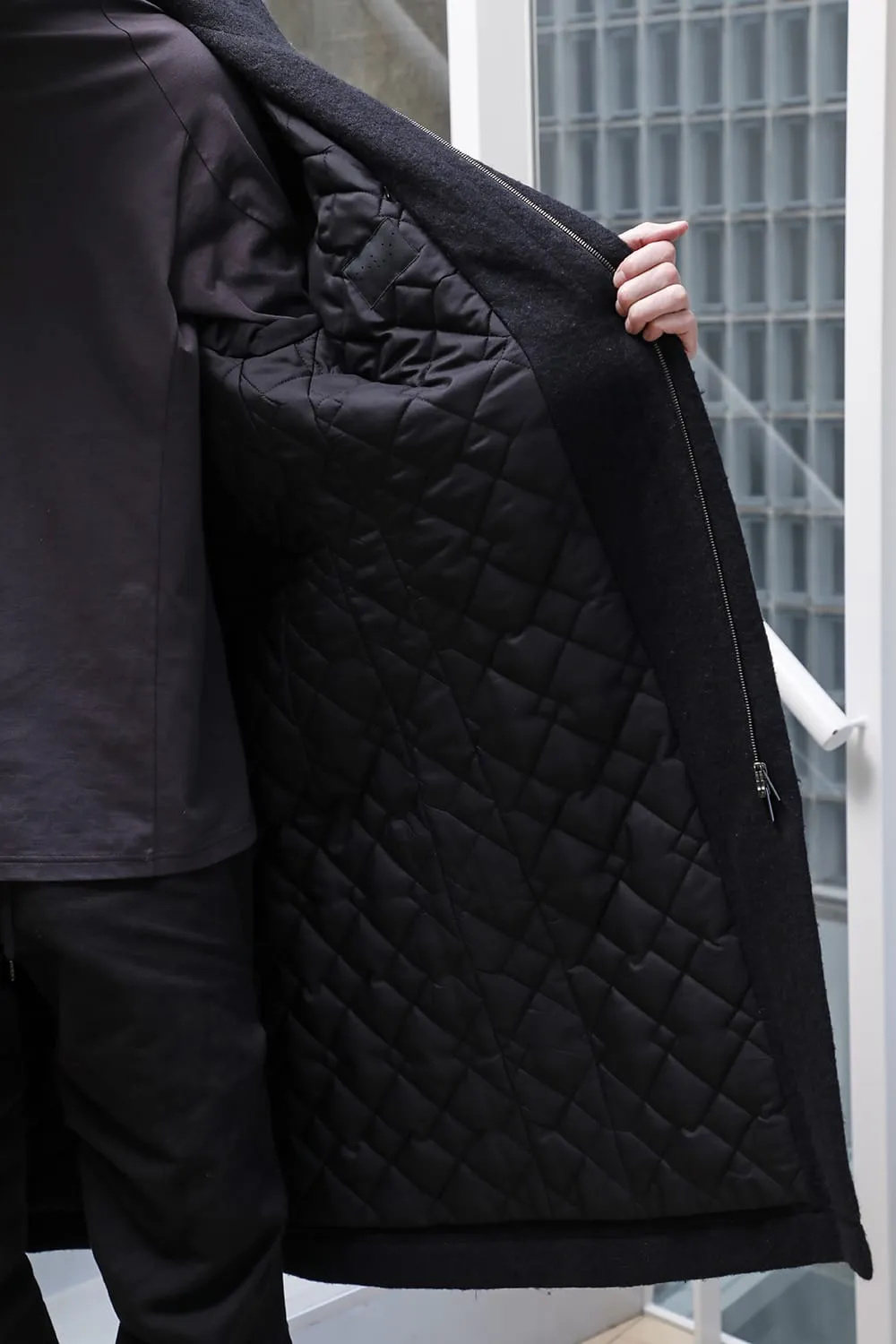 Hight neck coat wool milling