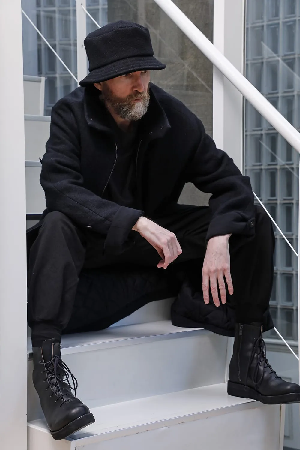 Hight neck coat wool milling
