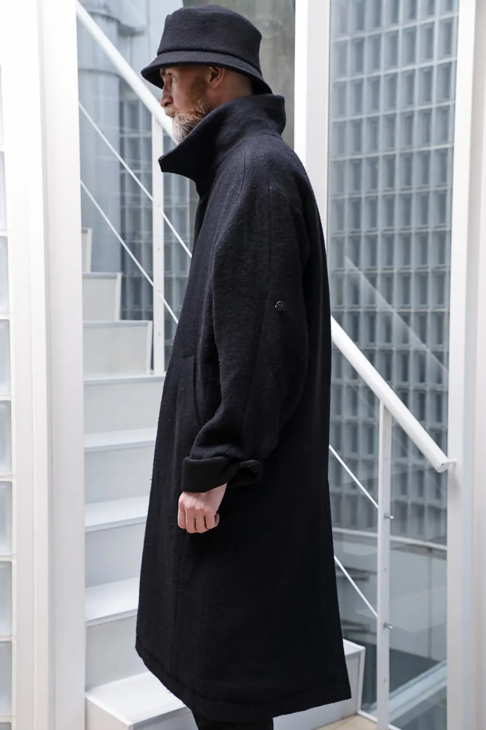 Hight neck coat wool milling