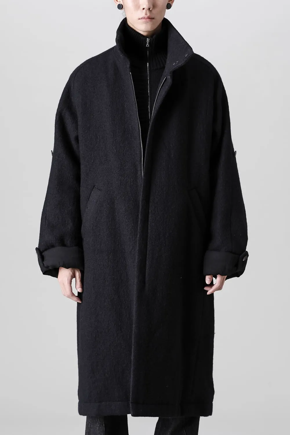 Hight neck coat wool milling