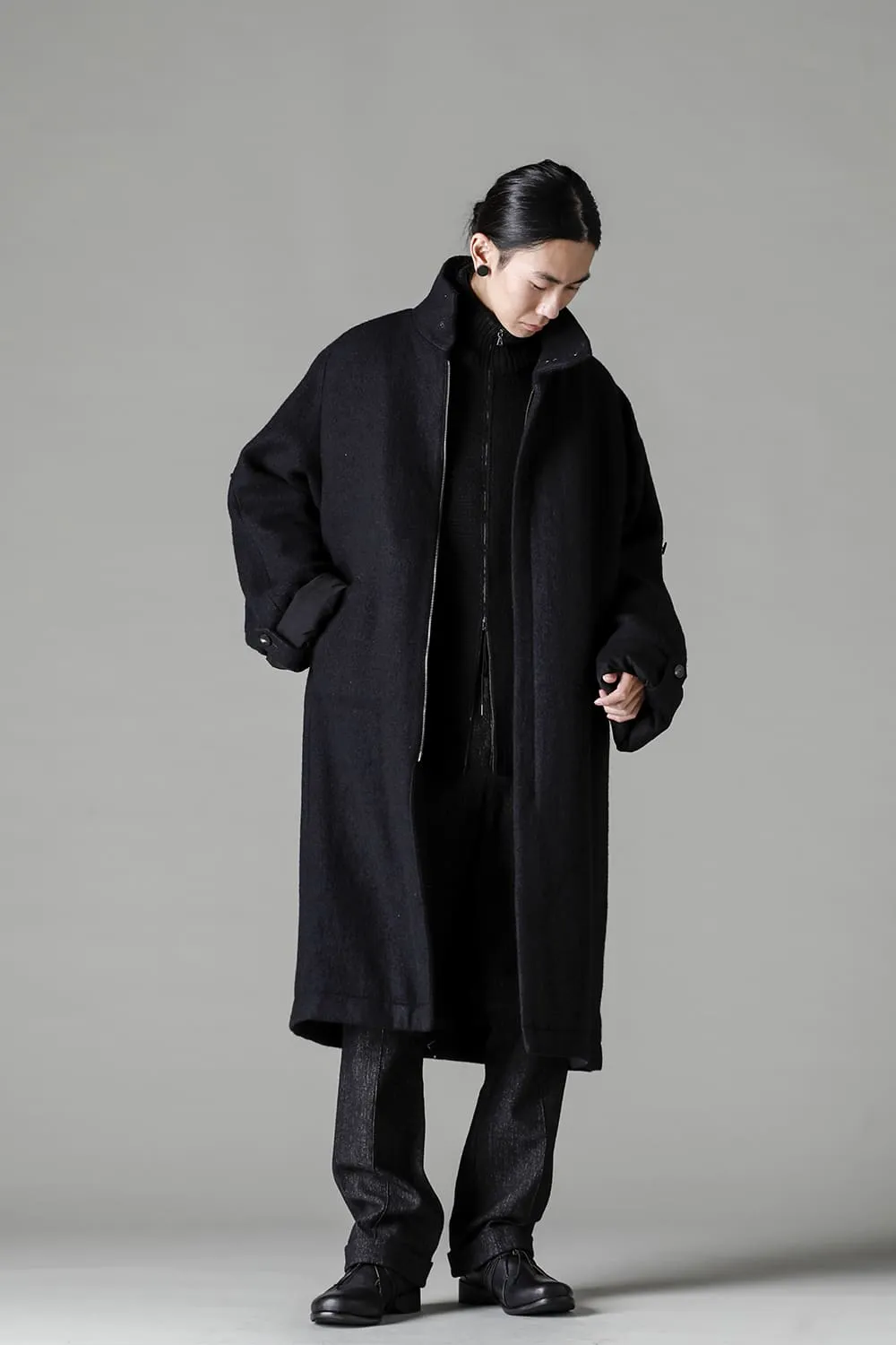 Hight neck coat wool milling