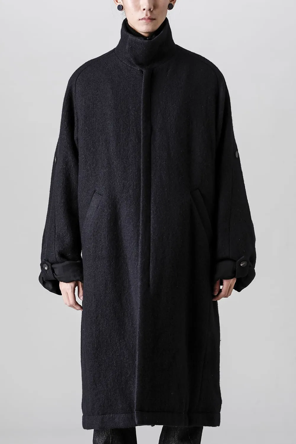 Hight neck coat wool milling