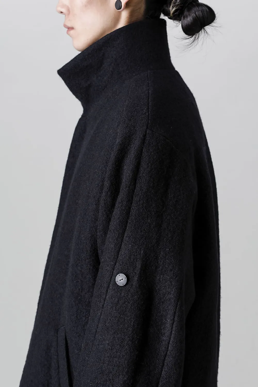 Hight neck coat wool milling