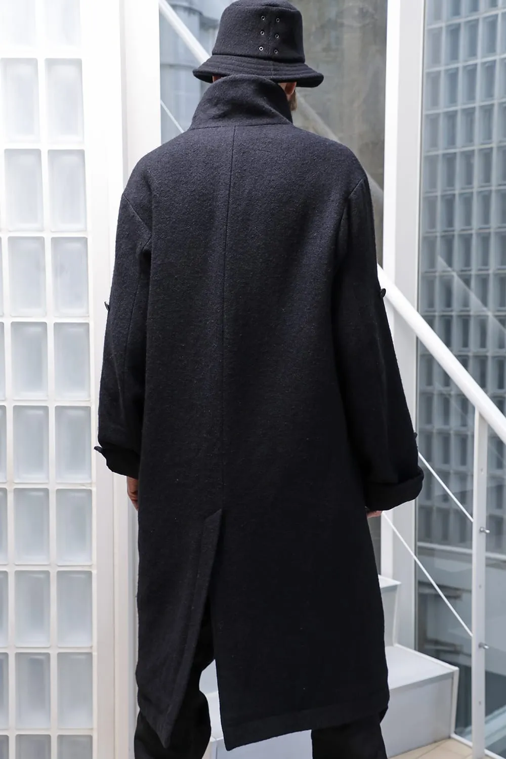 Hight neck coat wool milling