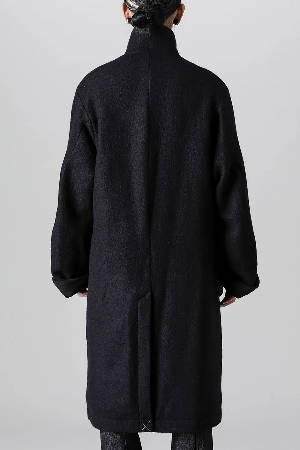 Hight neck coat wool milling