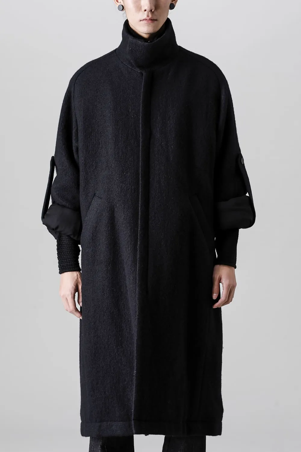 Hight neck coat wool milling