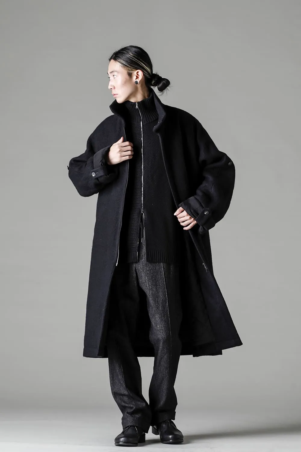 Hight neck coat wool milling