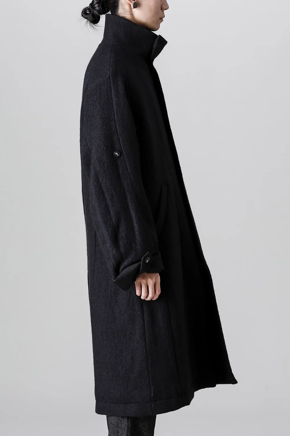 Hight neck coat wool milling