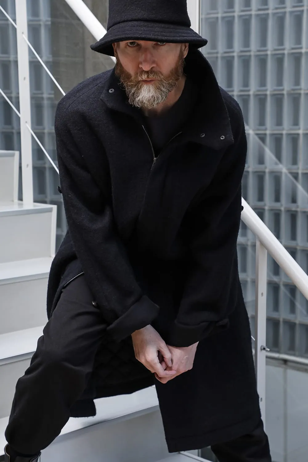 Hight neck coat wool milling