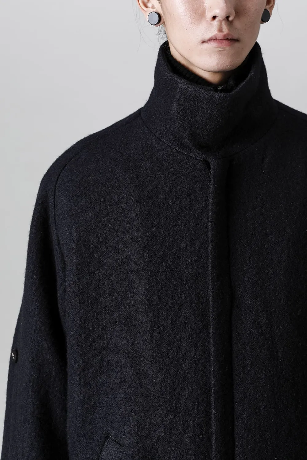 Hight neck coat wool milling