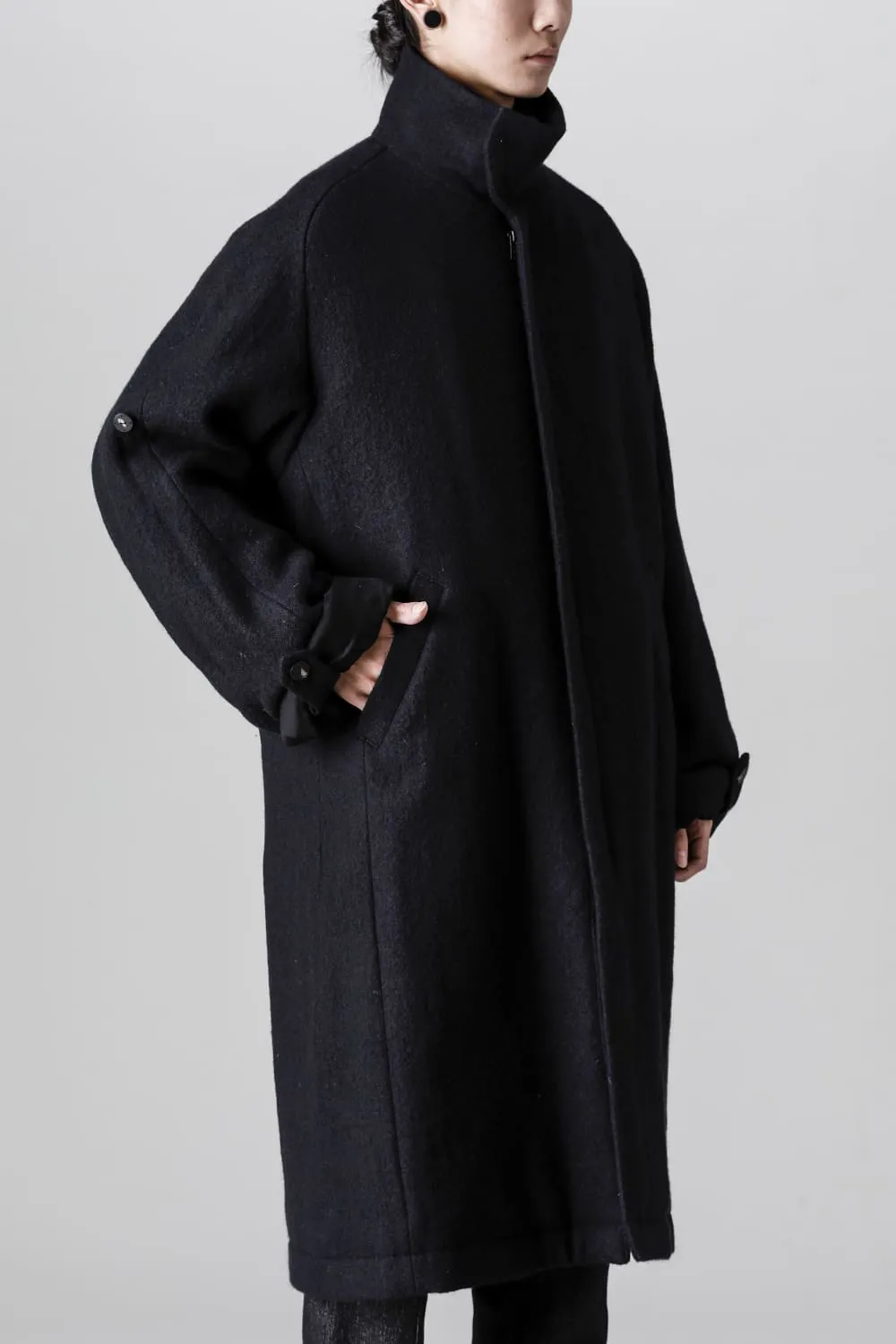 Hight neck coat wool milling