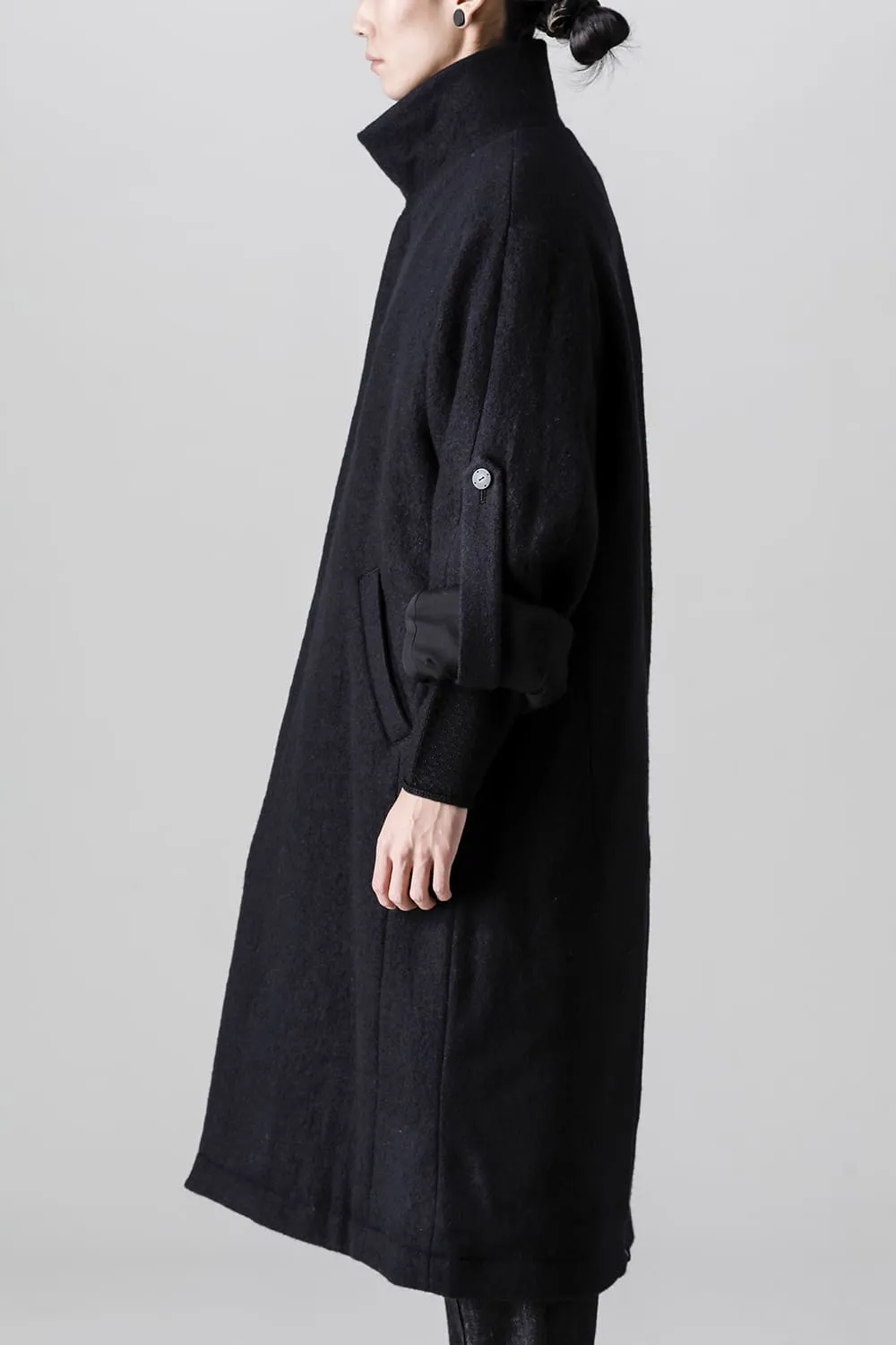 Hight neck coat wool milling