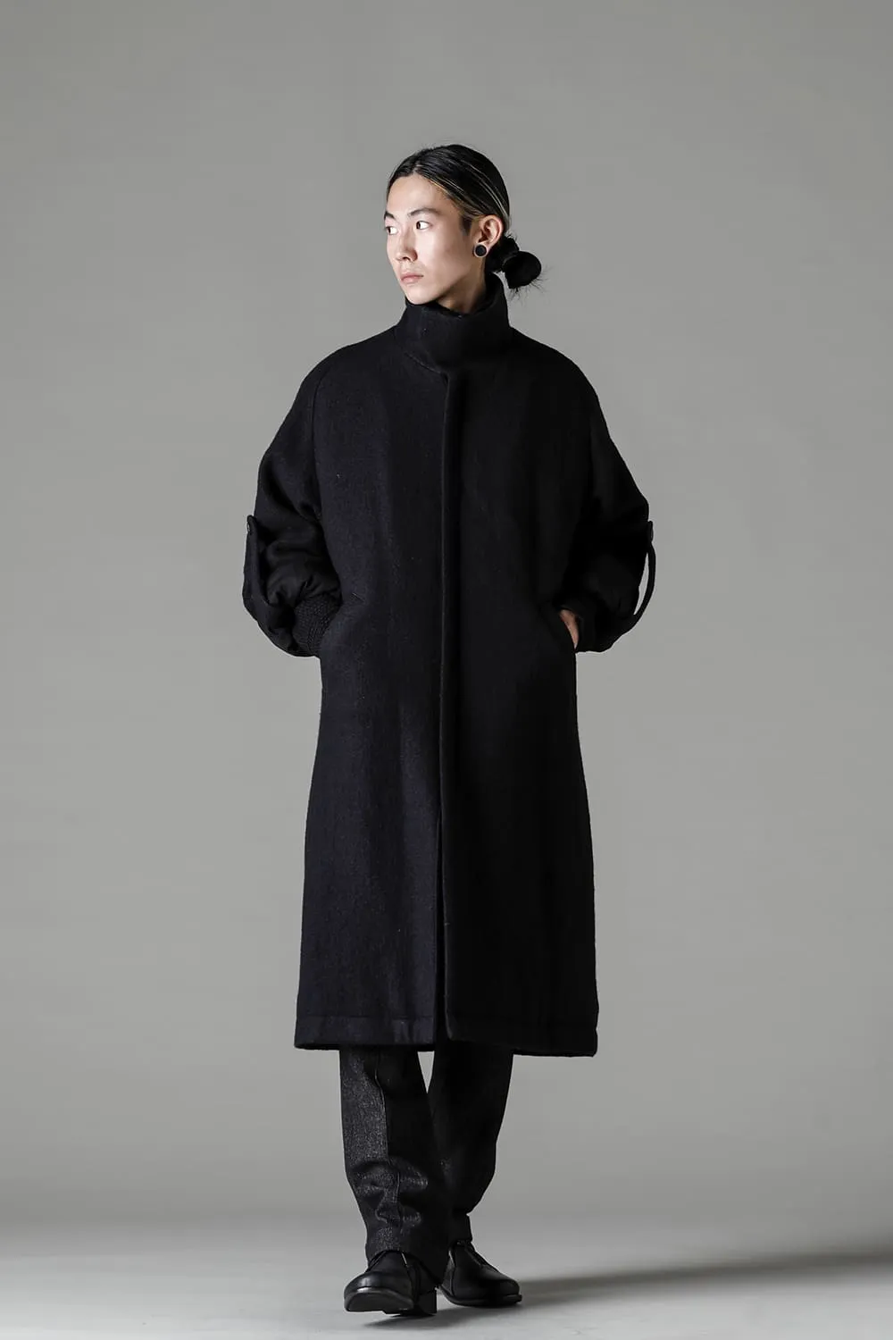 Hight neck coat wool milling