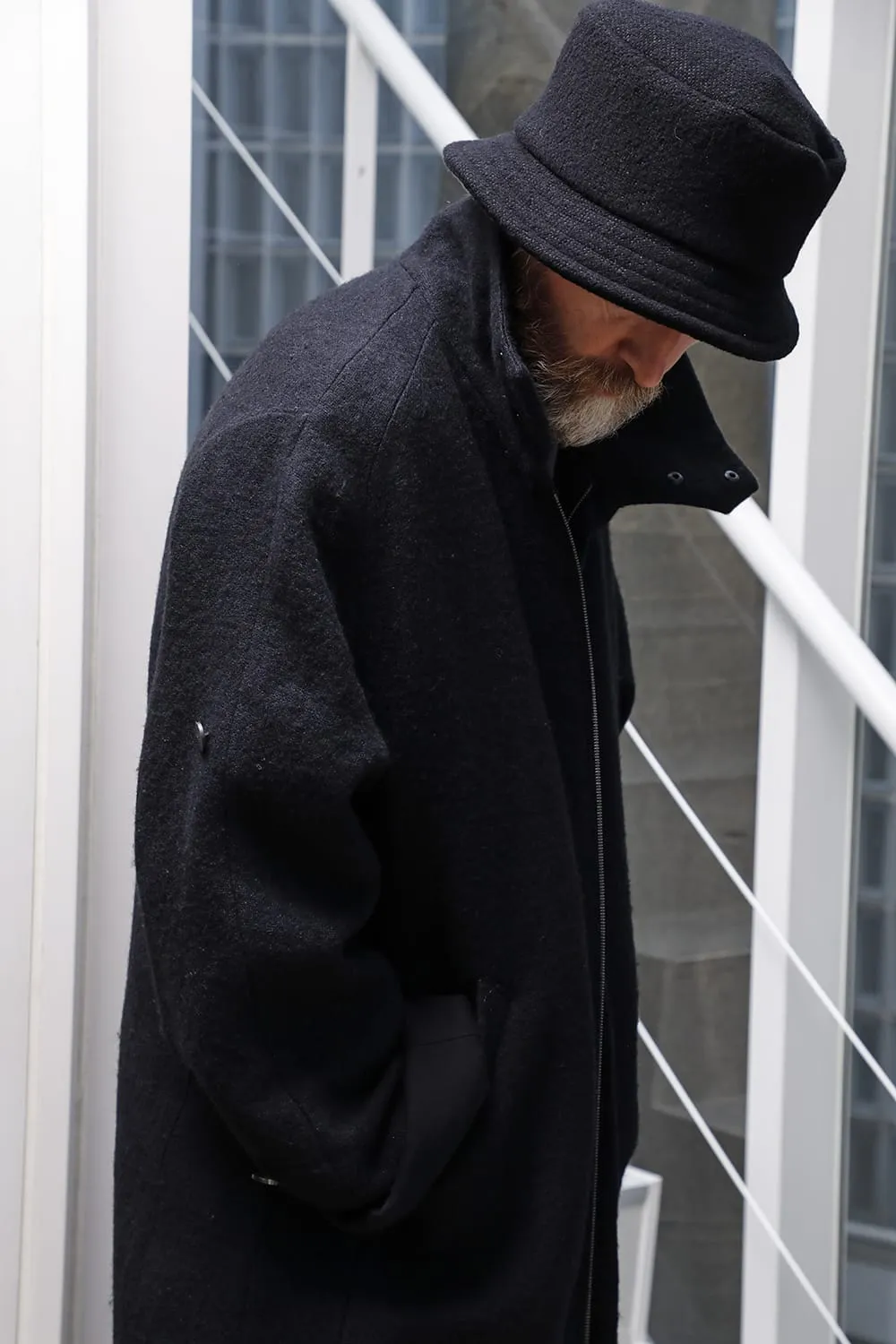 Hight neck coat wool milling