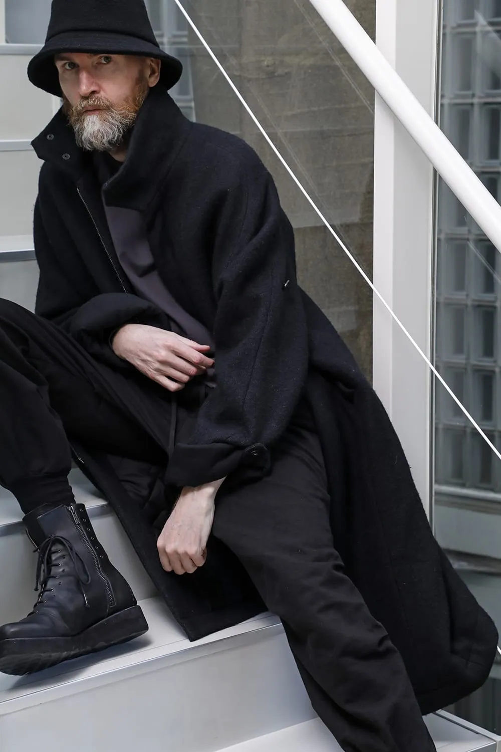 Hight neck coat wool milling