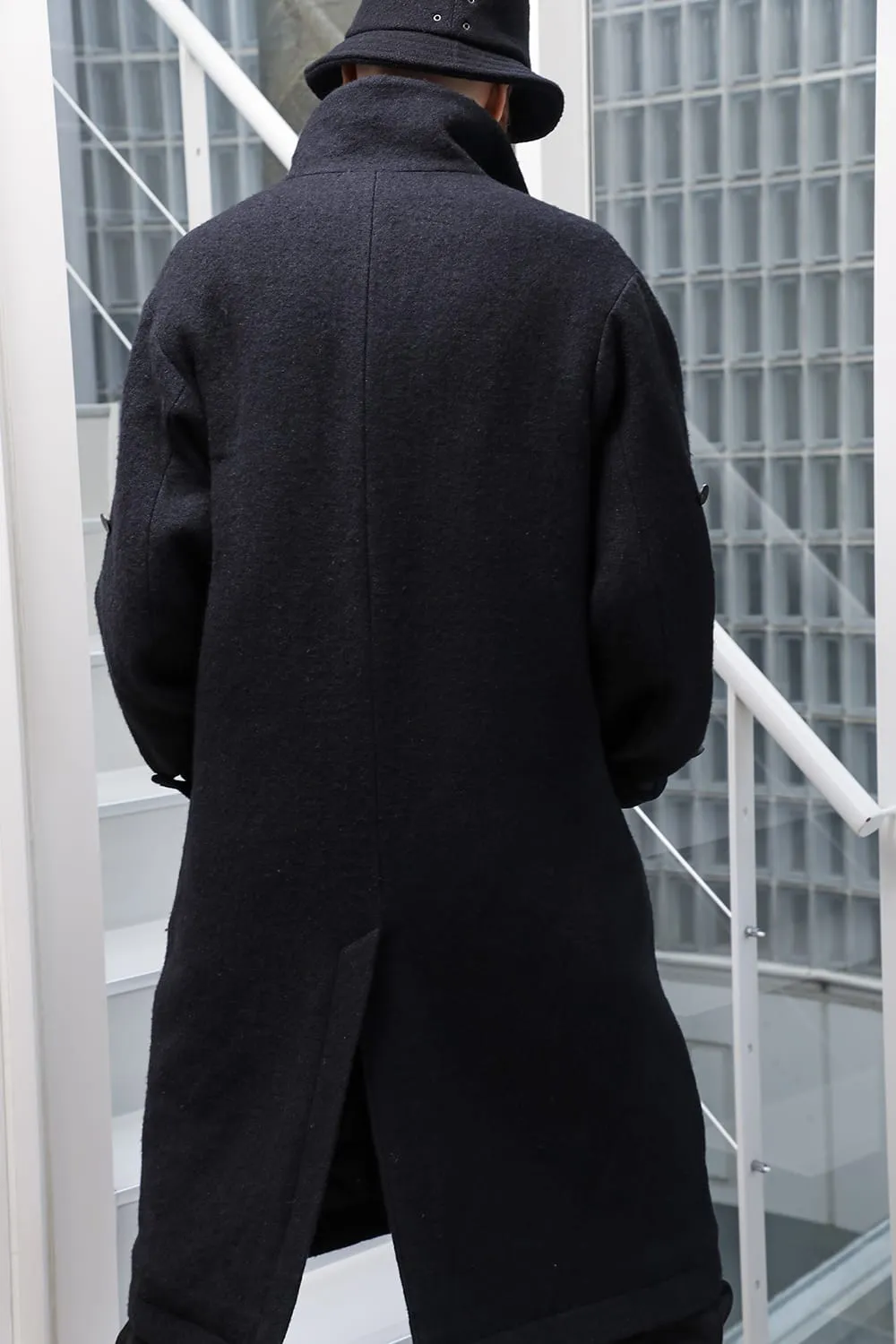 Hight neck coat wool milling