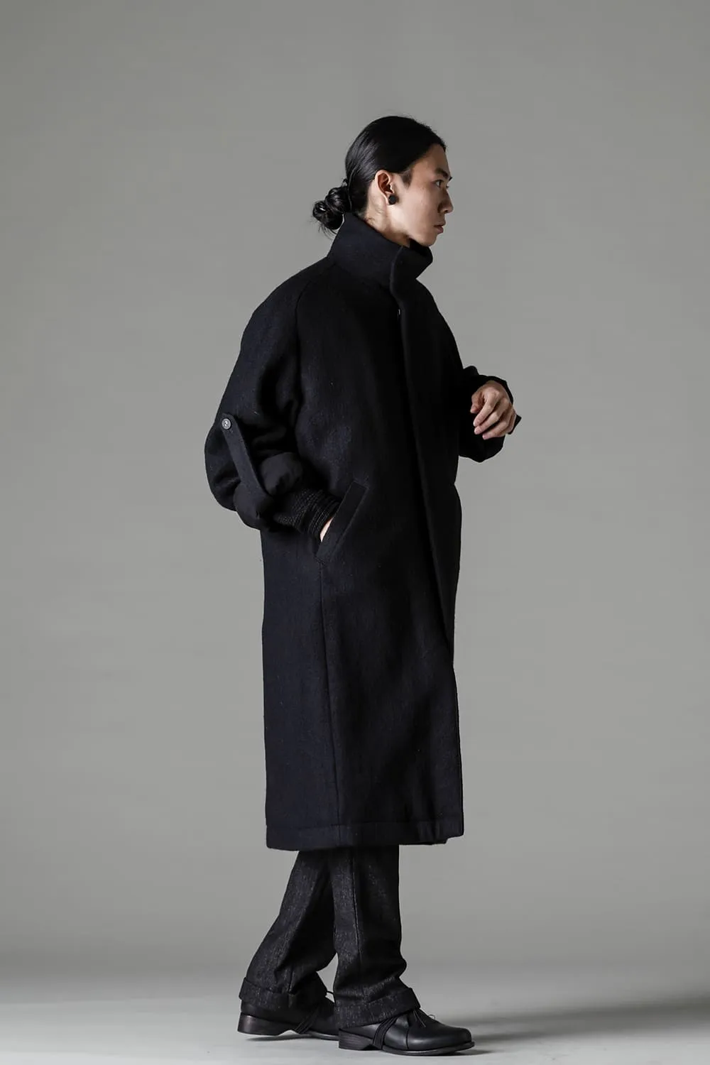 Hight neck coat wool milling
