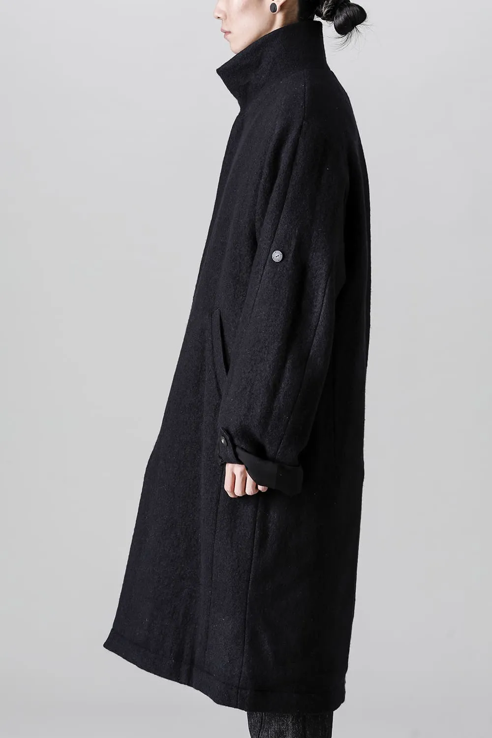 Hight neck coat wool milling