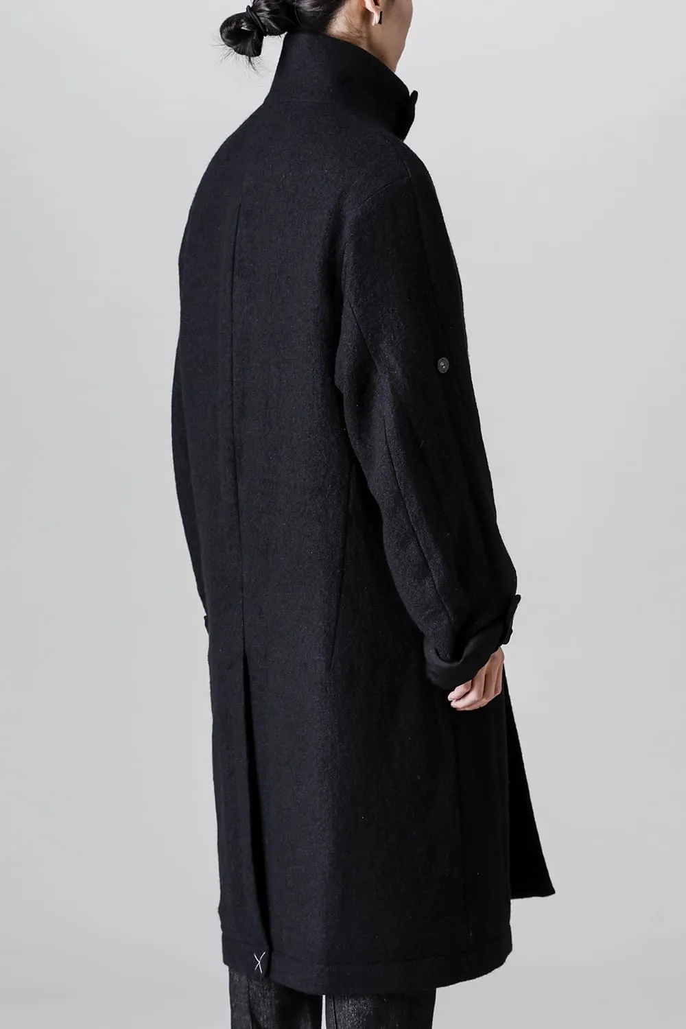 Hight neck coat wool milling
