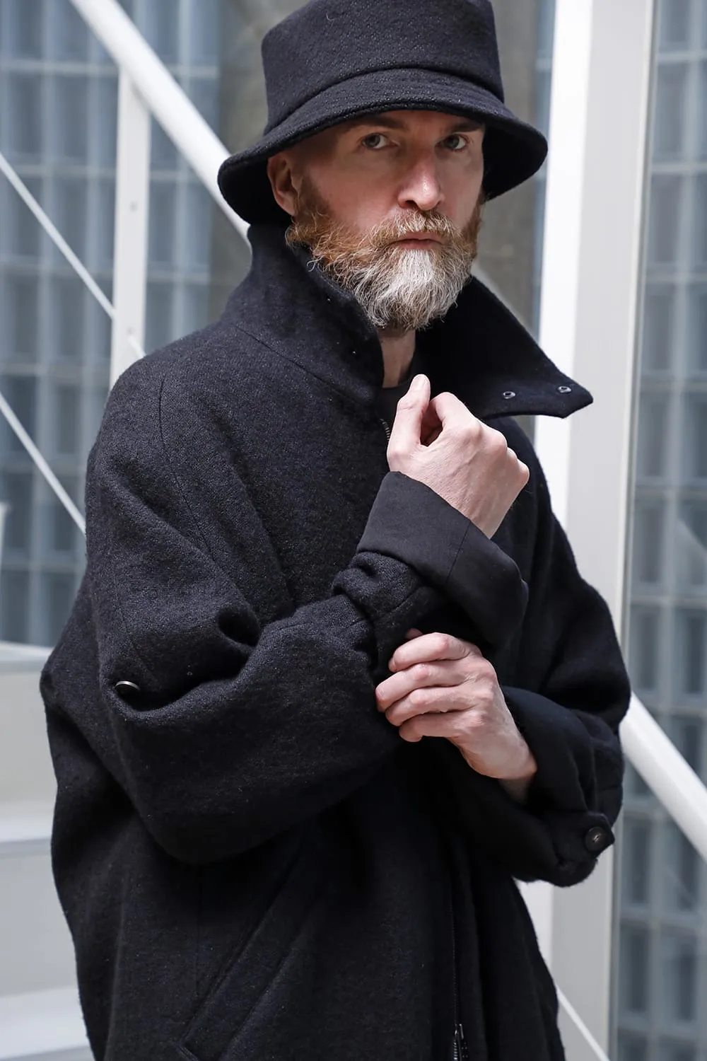 Hight neck coat wool milling