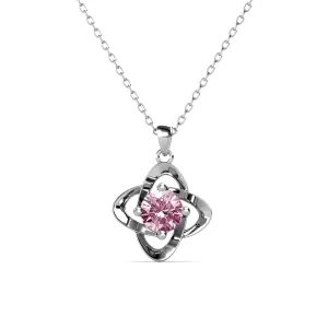 Infinity October Birthstone Pink Tourmaline Necklace, 18k White Gold Plated Silver Birthstone Crystal Necklace