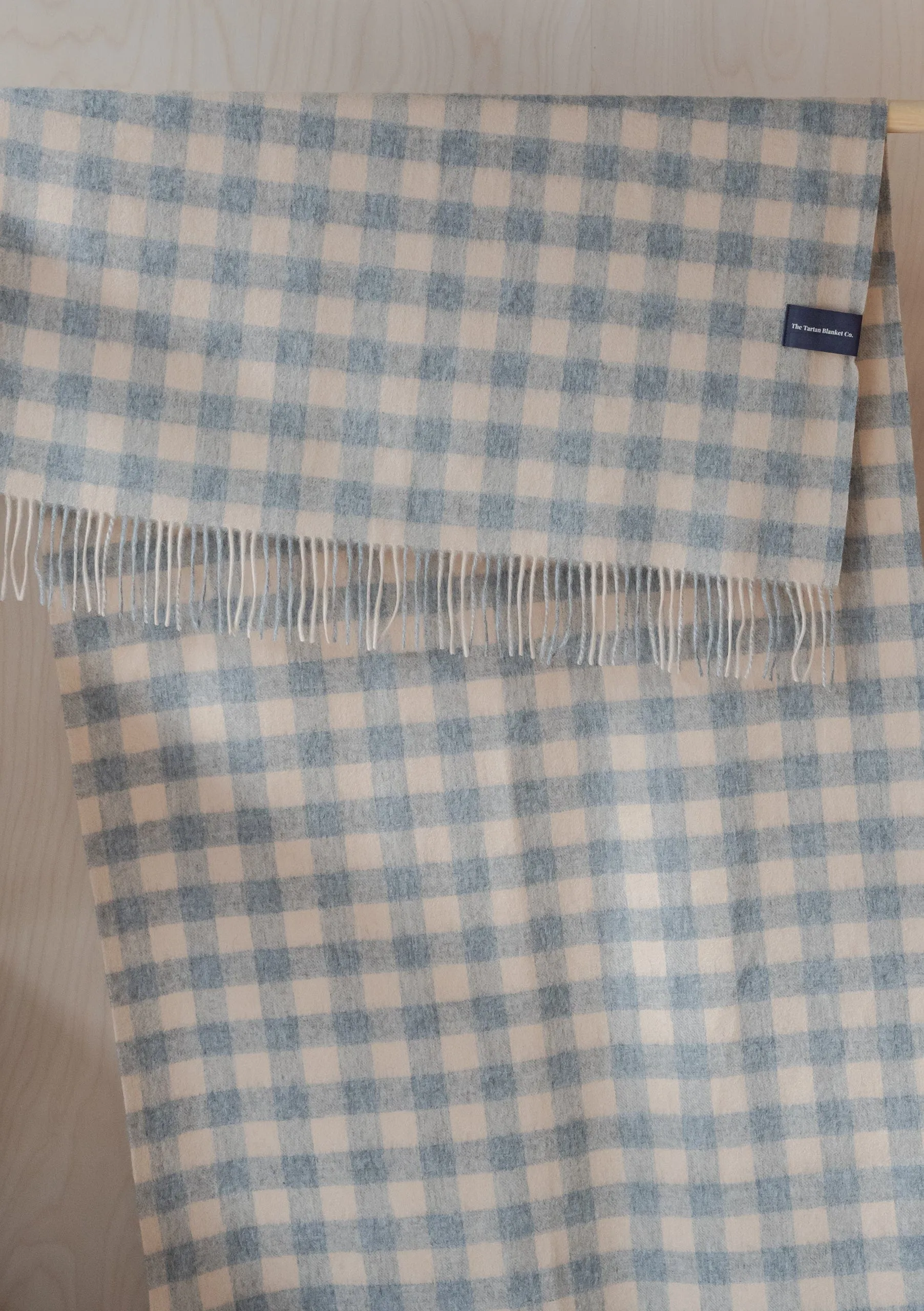 Lambswool Blanket Scarf in Grey & Sand Gingham