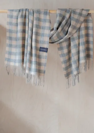 Lambswool Blanket Scarf in Grey & Sand Gingham