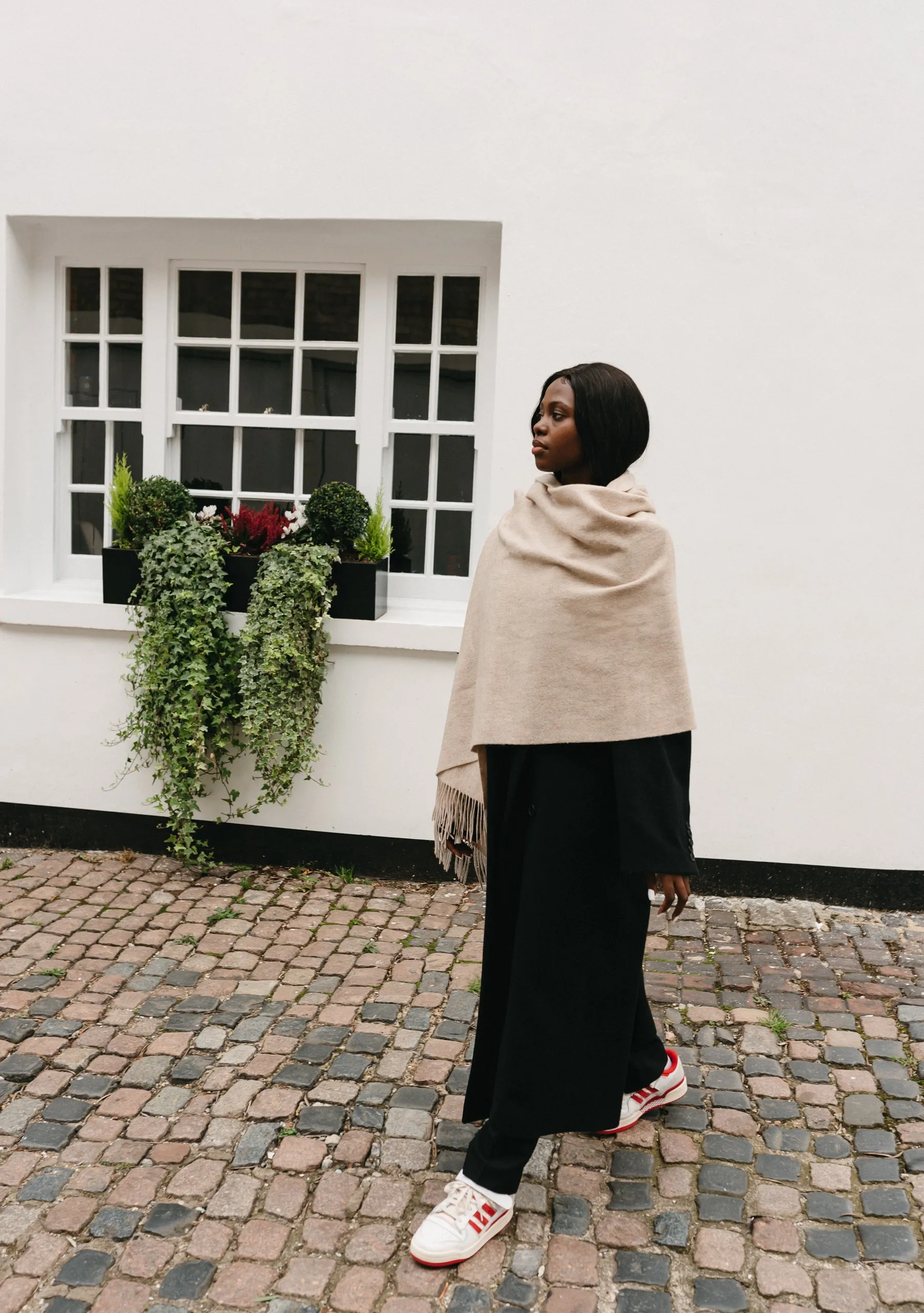 Lambswool Blanket Scarf in Oatmeal Melange