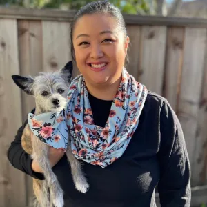 Light Blue Floral Matching Dog Bandana and Human Infinity Scarf