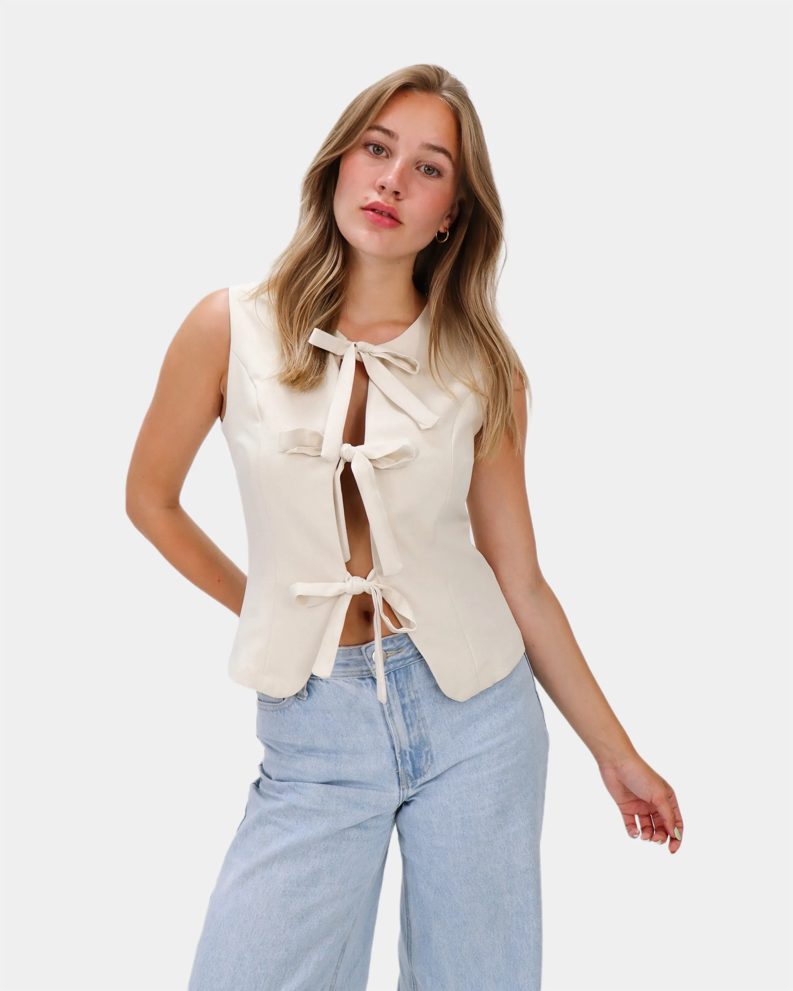 Loïs Bow Gilet Ecru