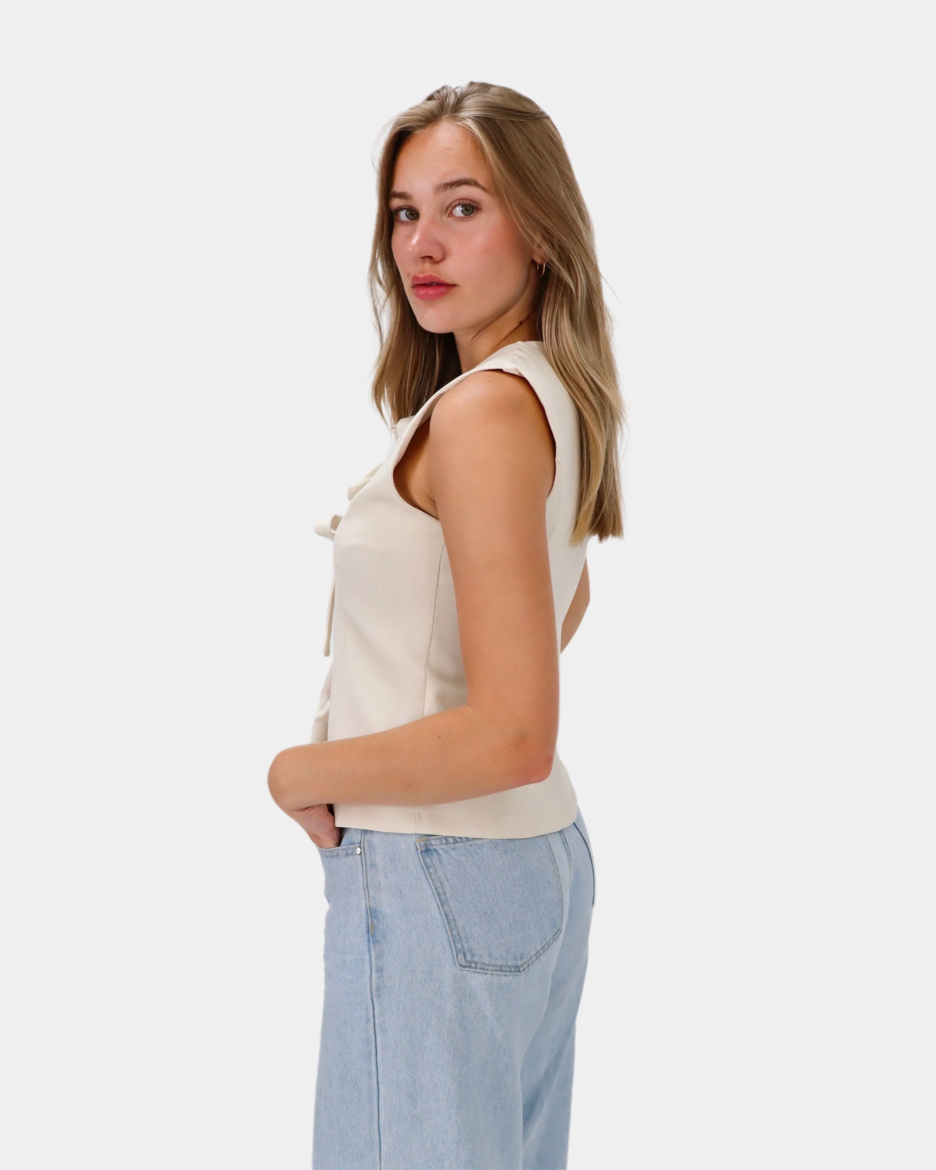 Loïs Bow Gilet Ecru
