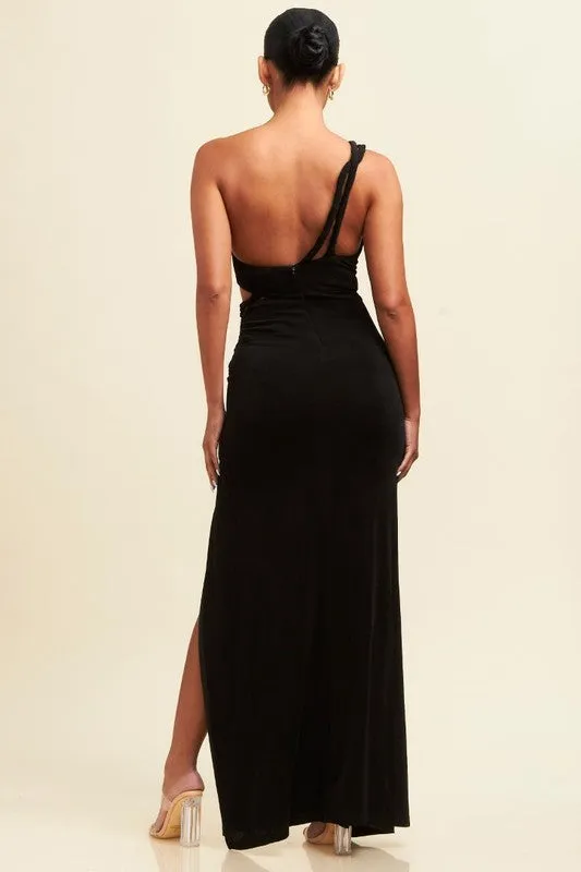 Marla Black Cutout Twist Strap Maxi Gown