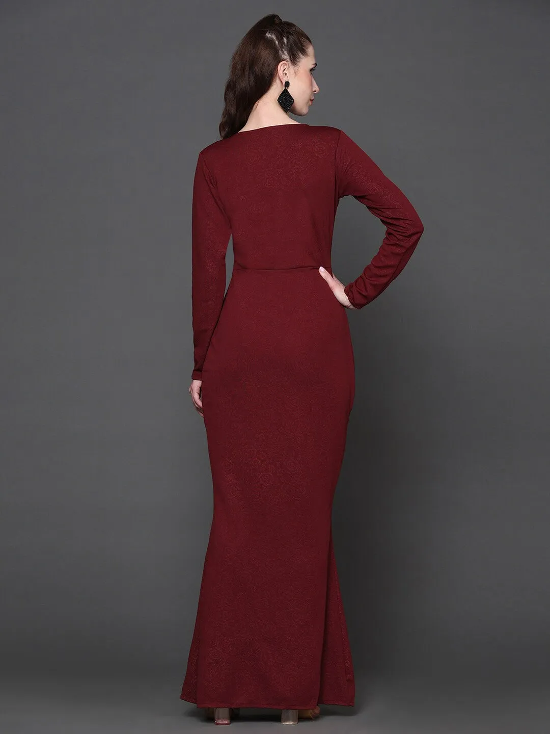 Maroon Blossom Maxi Dress
