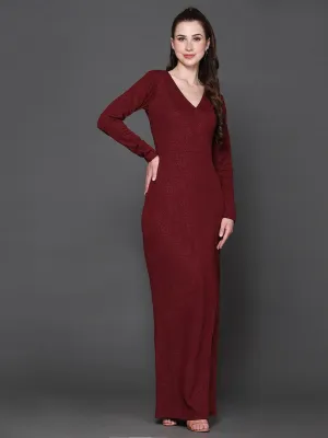 Maroon Blossom Maxi Dress