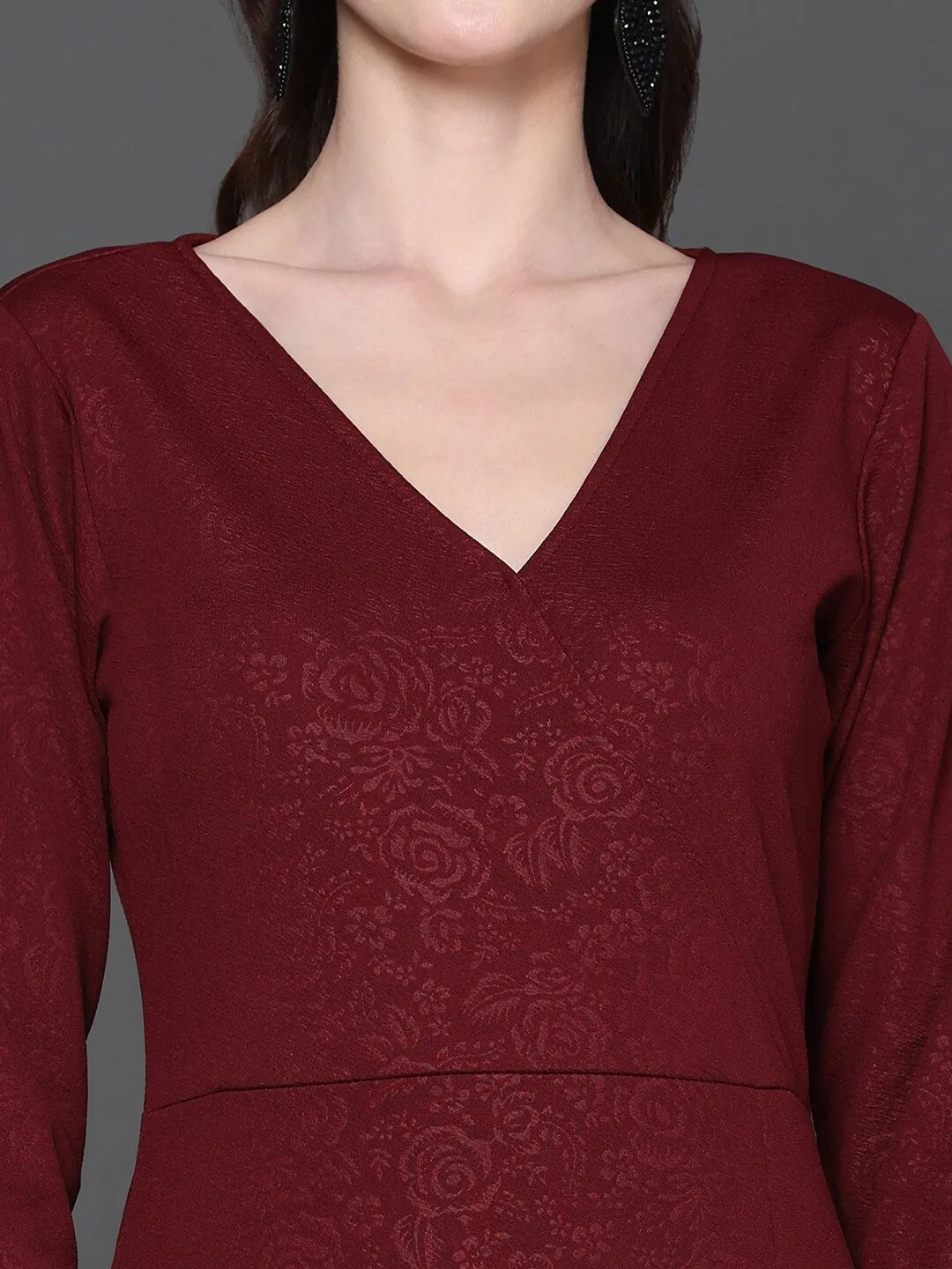 Maroon Blossom Maxi Dress