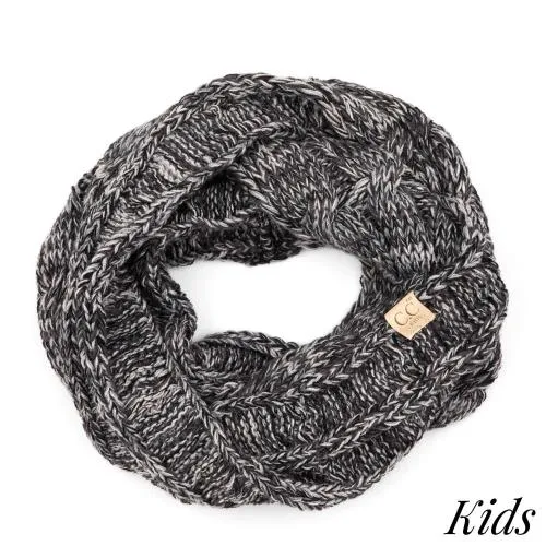 Multi-Color Cable Knit Infinity Scarf for Kids