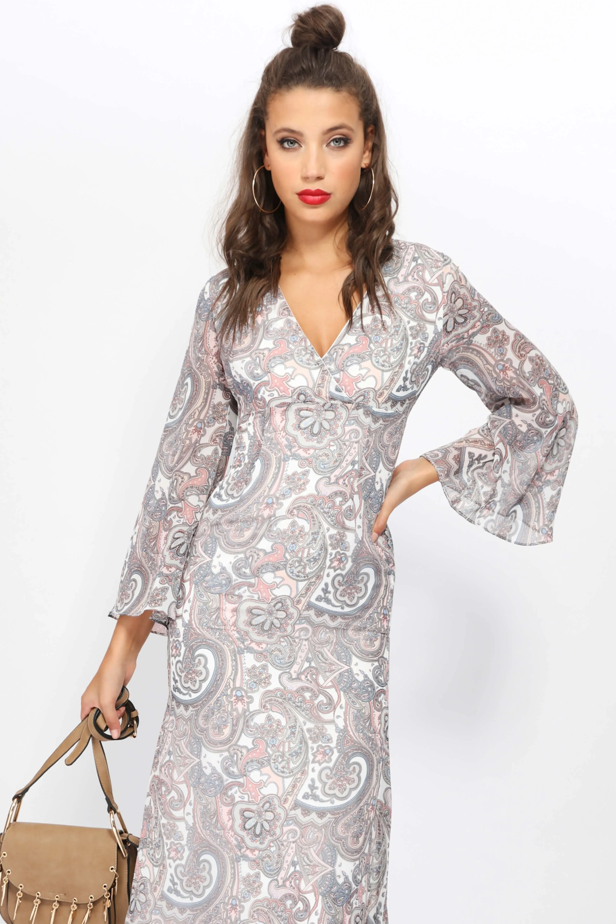 Multi Paisley Print Maxi Dress