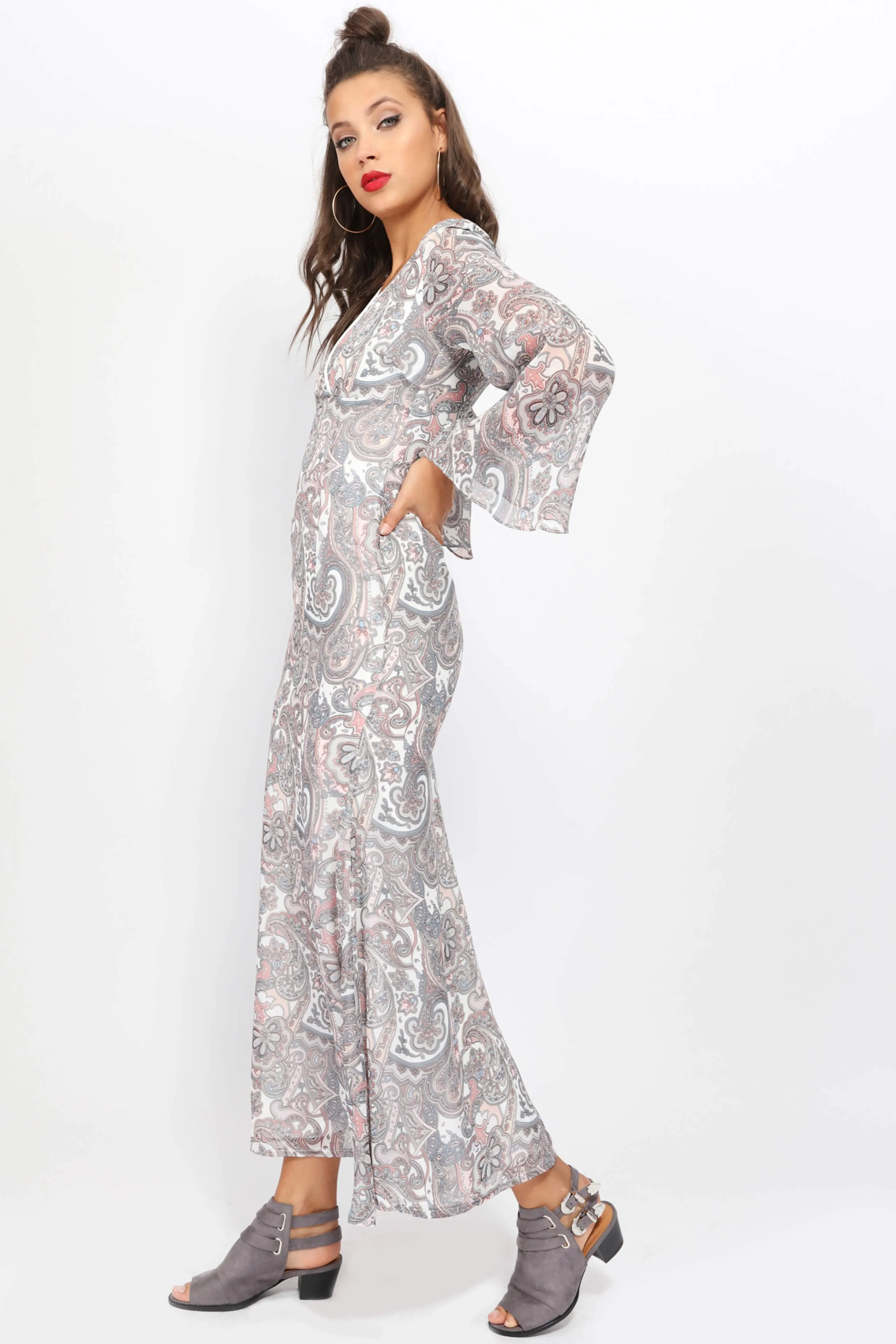 Multi Paisley Print Maxi Dress