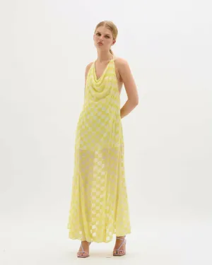 Muma Yellow Velvet Asta Dress